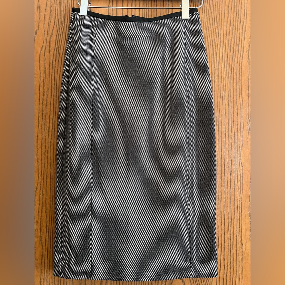 Express Micro Dot Leather Trim Suit Skirt — 00